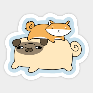 Pug and Little Shiba Sticker